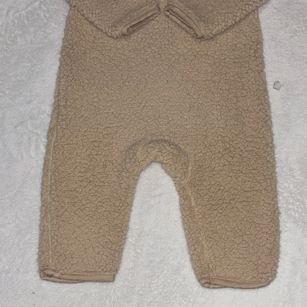 Carters Cozy Taupe Sherpa Baby One-Piece Romper - Picture 10 of 10